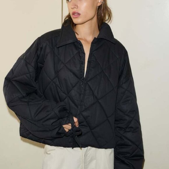 Deiji Studios - The Collared Quilt Coat - Black SM - Picture 3 of 6